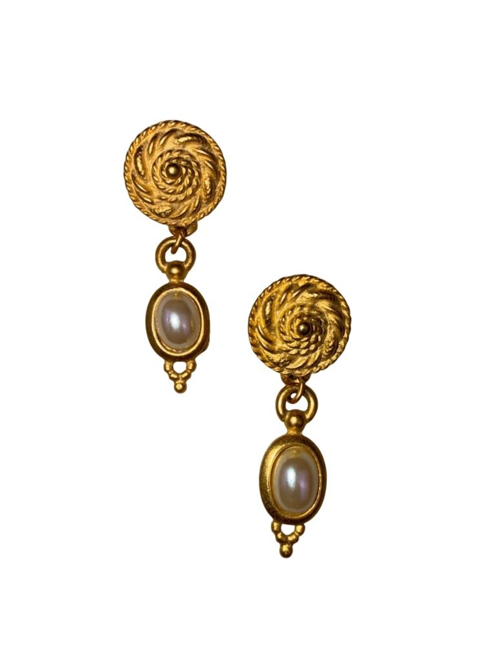 Catherine Stein Womens Gold Tone Faux Pearl Dangle Earrings Elegant Style